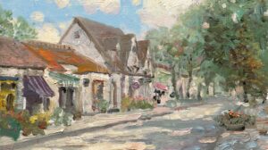 Painting of Dolores Avenue Carmel by Thomas Kinkade Studios.