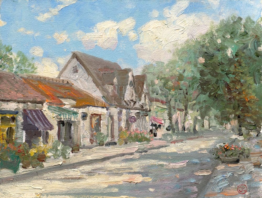 Painting of Dolores Avenue Carmel by Thomas Kinkade Studios.