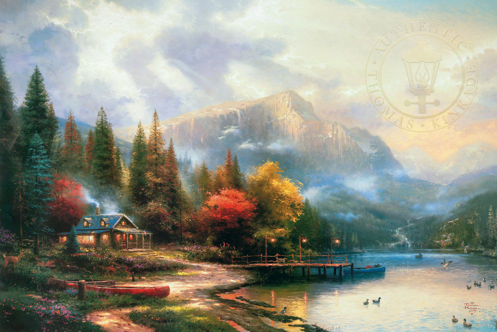 Thomas Kinkade Dealer Postcard The End of a Perfect Day Painter of Light Boat 