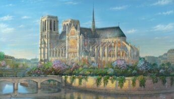 Limited Edition painting of Notre Dame by Thomas Kinkade Studios.